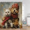 Grappige Katten Douchegordijn Katten Rijden op Haaien Cool Schattige Katten Honden Bloemen Zomer Badkamer Decoraties Polyester Badgordijn
