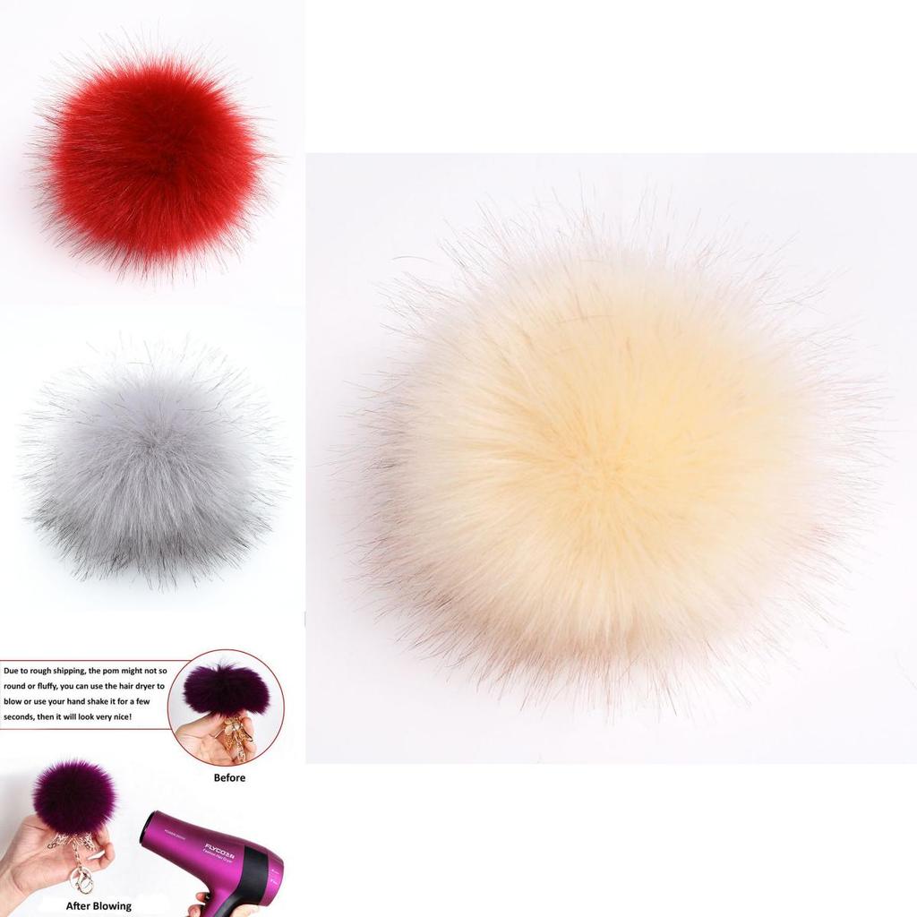 High-quality Diy Women Faux Raccoon Fur Pom Poms Ball For Beanie Hats