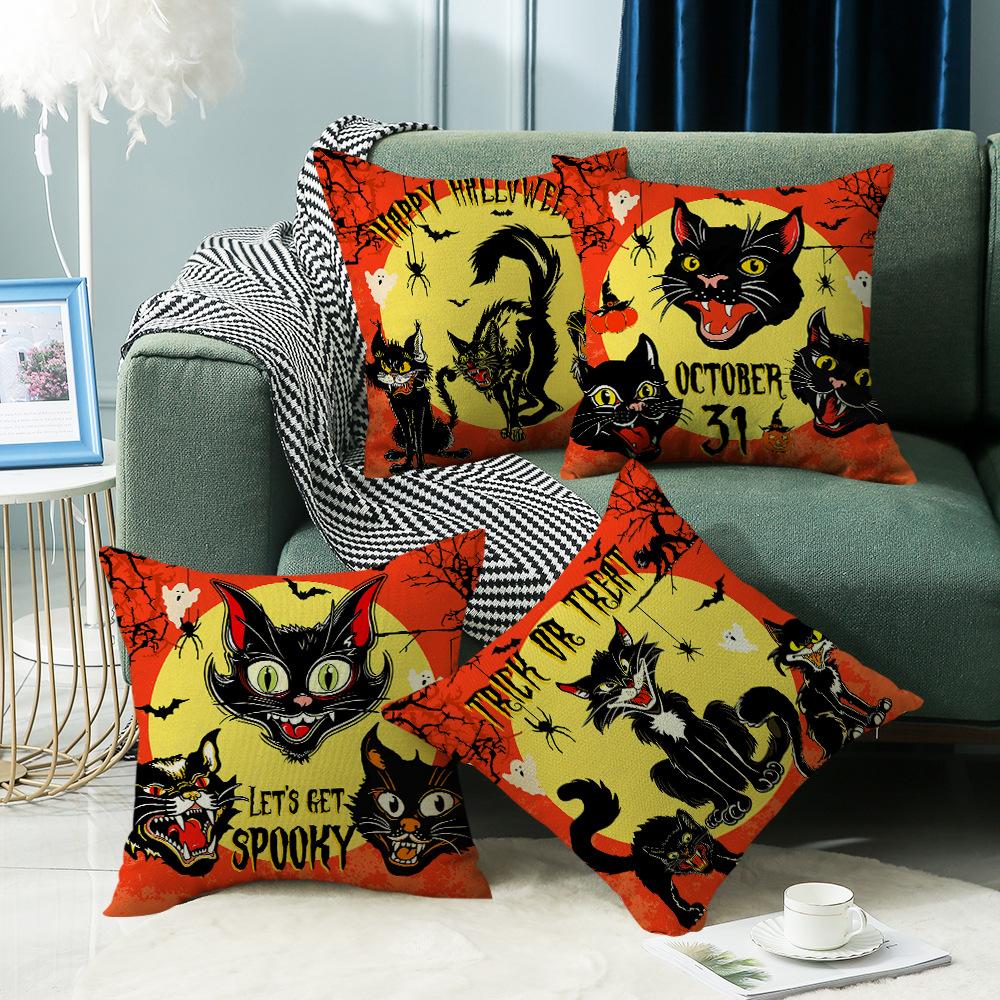 New Halloween Throw Pillow Cover Cushion Cover Decoration Living Room Sofa Decoration Linen Printed Cushion