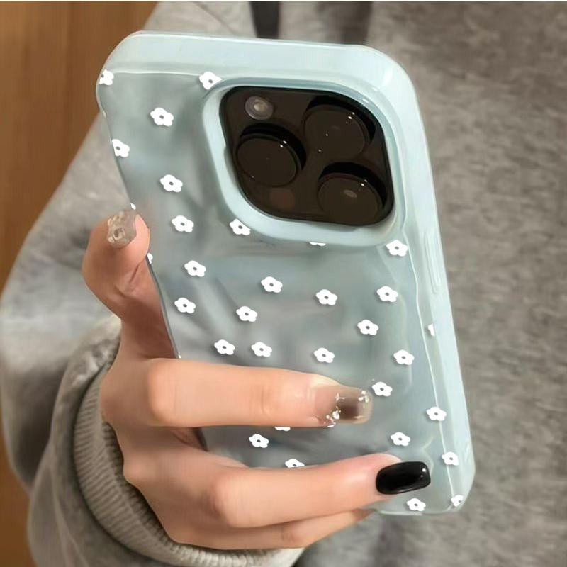 Shockproof Phone Case for iPhone 17 16 Plus 15 Pro 14 13 12 11 Pro Max 17 Air 16E Cute Ditsy Floral White Flower Soft TPU Cover