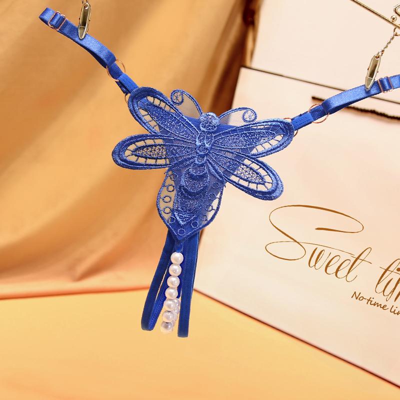 Stickerei Blume Perle Massage Höschen Sexy Dessous Sex Tangas Damen Offener Schritt Spitze T-back Unterwäsche