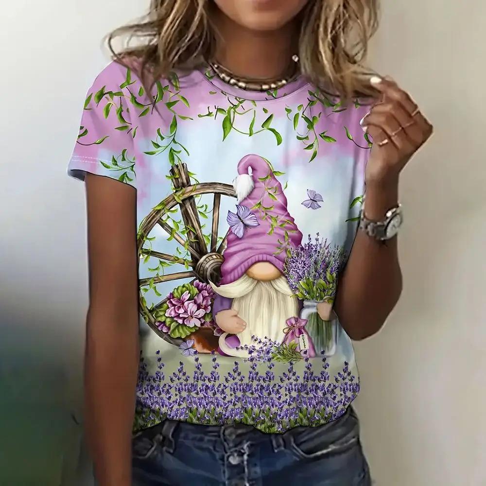 Plus Size Women's T-Shirts Christmas Snowman Print O-Neck Women's Fashion Tops Short Sleeves Sports T-Shirts Streetwear New
