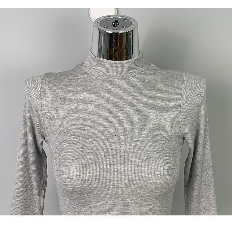 Dongdaemun Slim Ribbed High Neck Mid-Sleeve T-Shirt - Flattering Office Wear