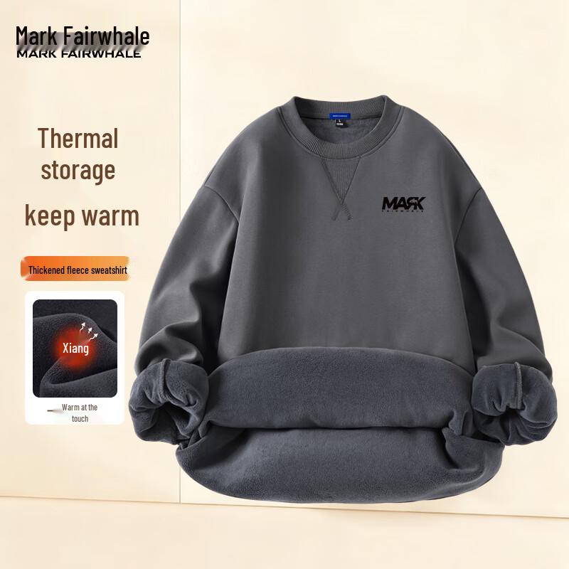 Mark Fairwhale Men's Fleece Lined Loose Fit Round Neck Sweatshirt