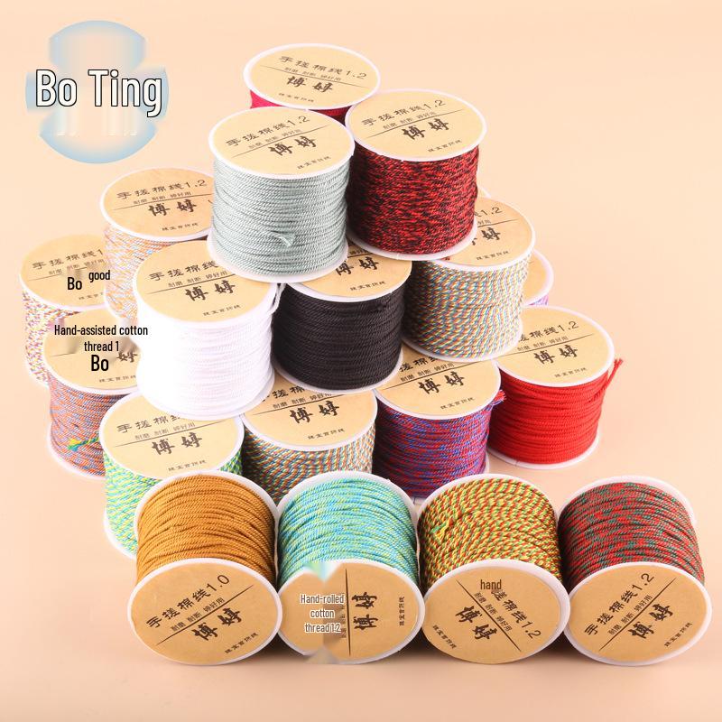 20m Multicolor Tie-Dyed Cotton Thread for DIY Moon Bodhi Bracelet