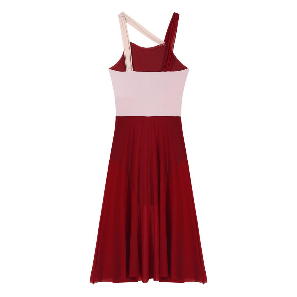 Kids Girls Mesh Overlay Ballet Contemporary Dance Dress Lyrical Leotard Costume Sleeveless Dresses