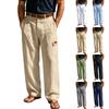 Men's Linen Straight Leg Long Pants - Casual Comfortable Lightweight for Everyday Wear
