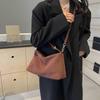 Trendy Faux Sueded Leather Top Handle Handbag for Women with Adjustable Strap Crossbody Shoulder Bag Zippered Purse  brown