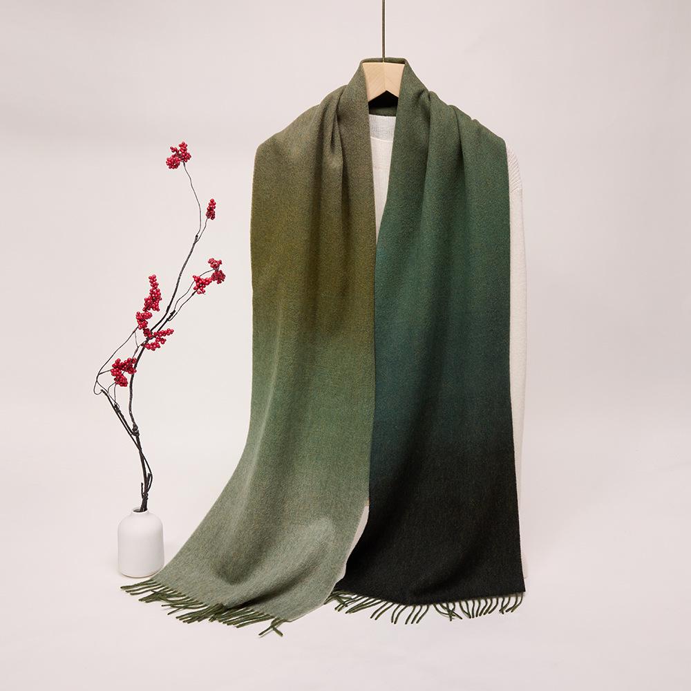 2025 Herren- & Damen-Verlaufwollschal - Vielseitiges, warmes 100% Reine Wolle Tuch