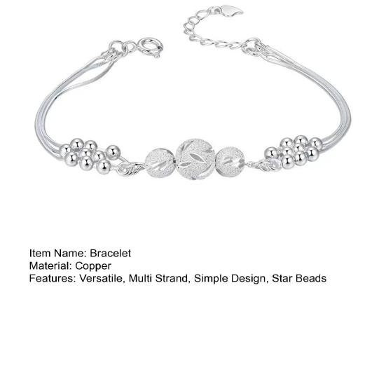 Star Chain Bracelet Minimalist Star Beads Bracelet Multi Strand Chain Link Charm Dainty Bracelet Simple Jewelry Gift for Teens Women