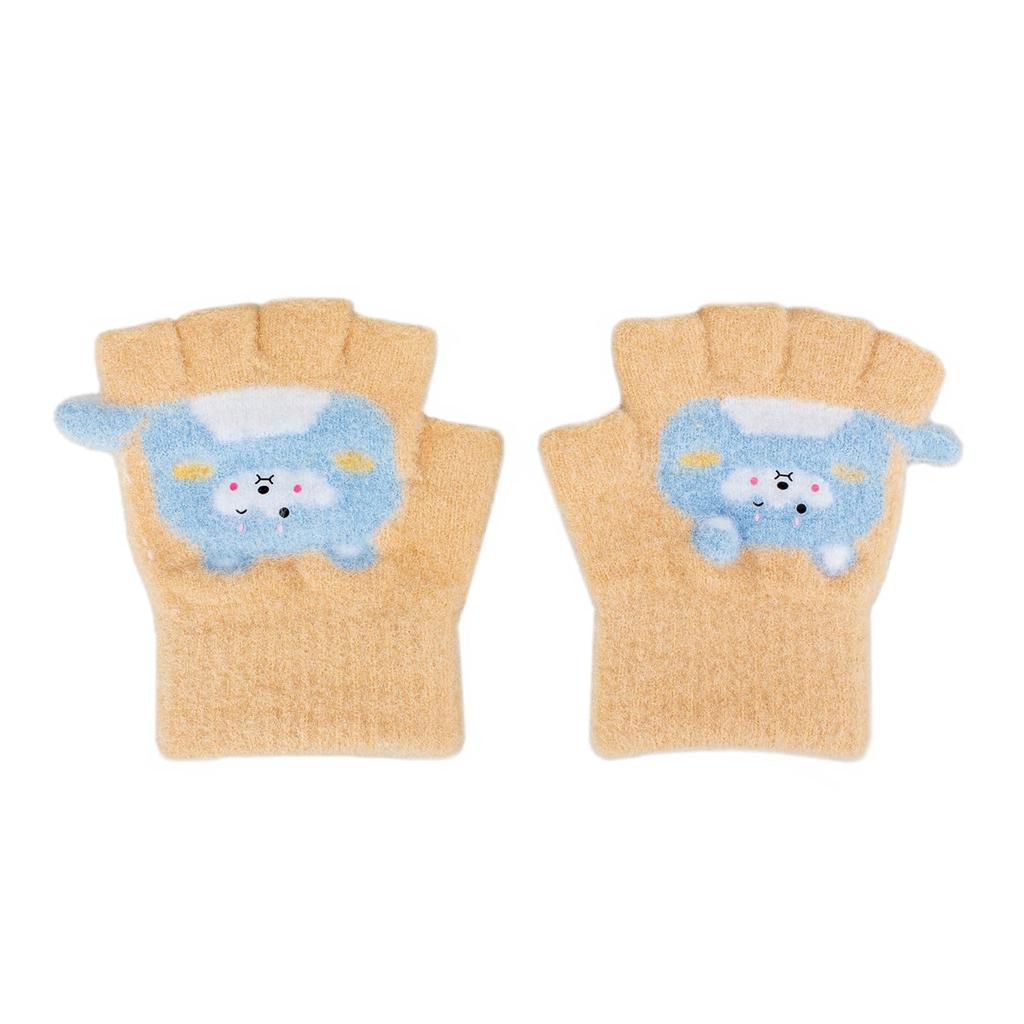KoMe Fingerless Gloves for Kids Warm Gloves for Perfect for Fall and Keeping Warm At Home and At School (Ages 1-3), Knit, Unisex, Cute, Half-Finger