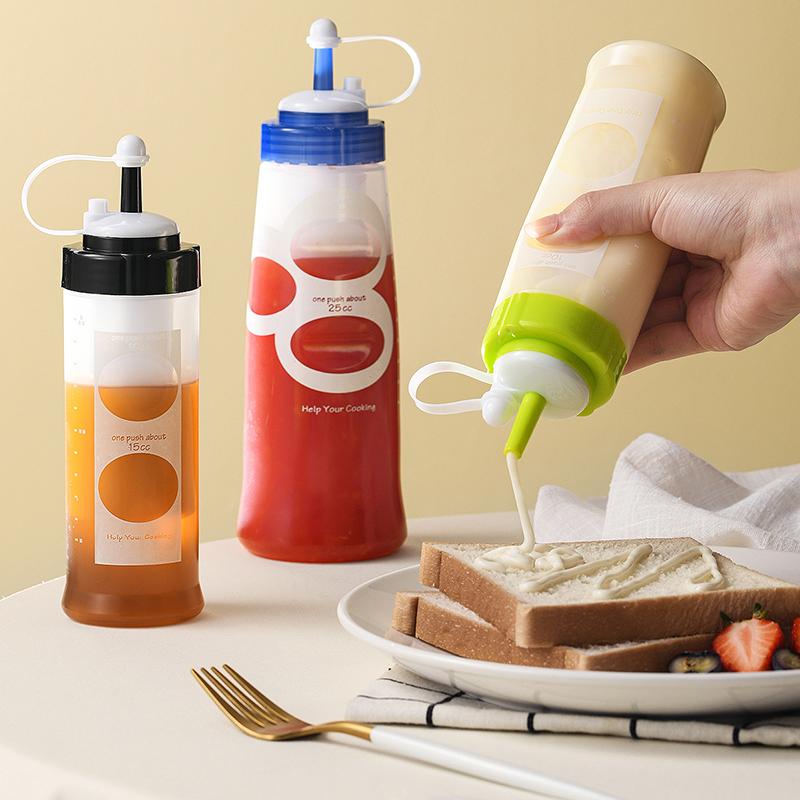 1Pieces 350/650ml Quantitative Sauce Squeeze Bottle With Nozzle Ketchup Oil Bottle Outdoor Tableware