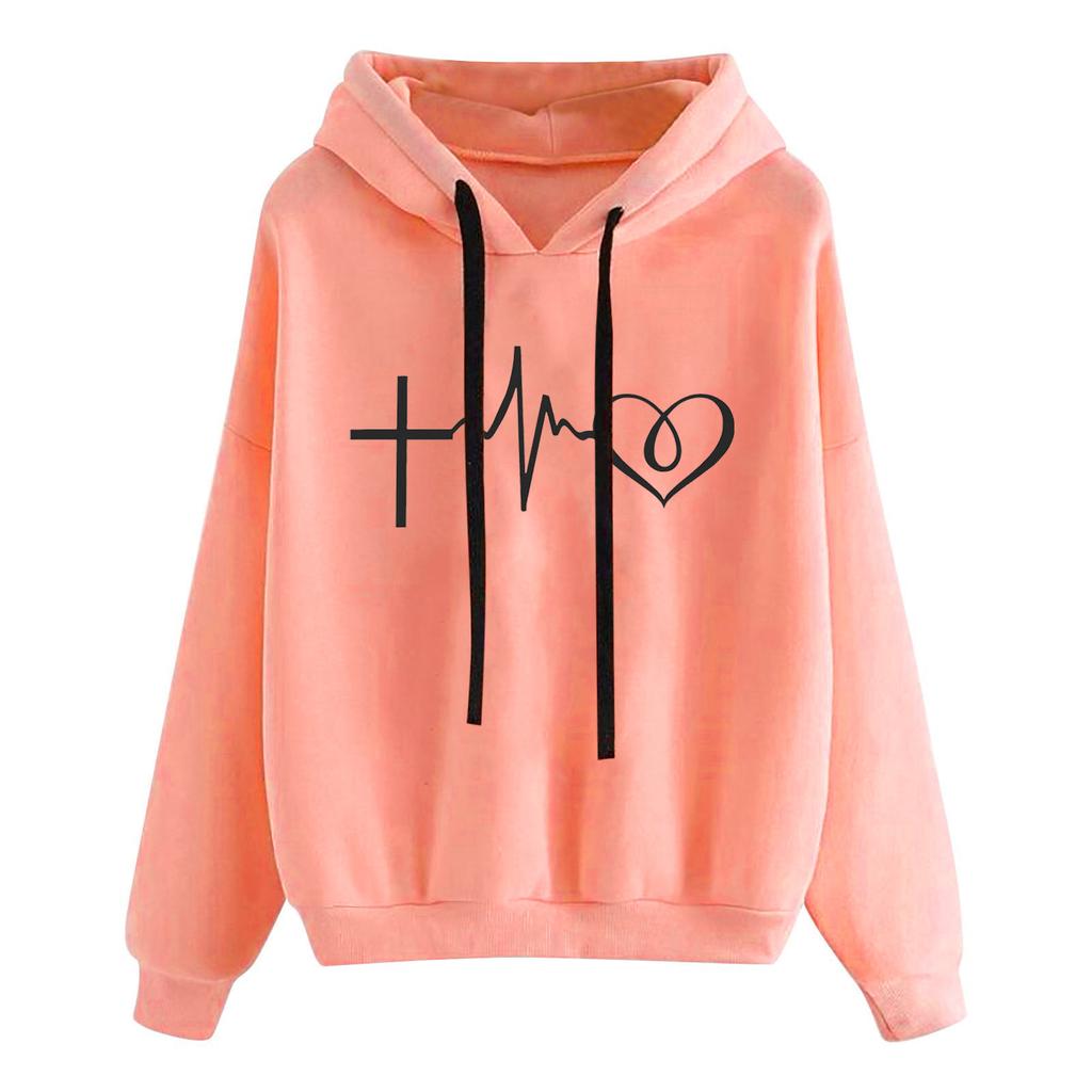 2025 autumn and winter women's sweater fleece pattern printed sweater women's jacket loose fashion student hoodie