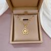 Light Luxury Full Diamond Slightly Inlaid Zircon Pearl Rotating Flower Necklace Copper Electroplated Real Gold Pendant Wind