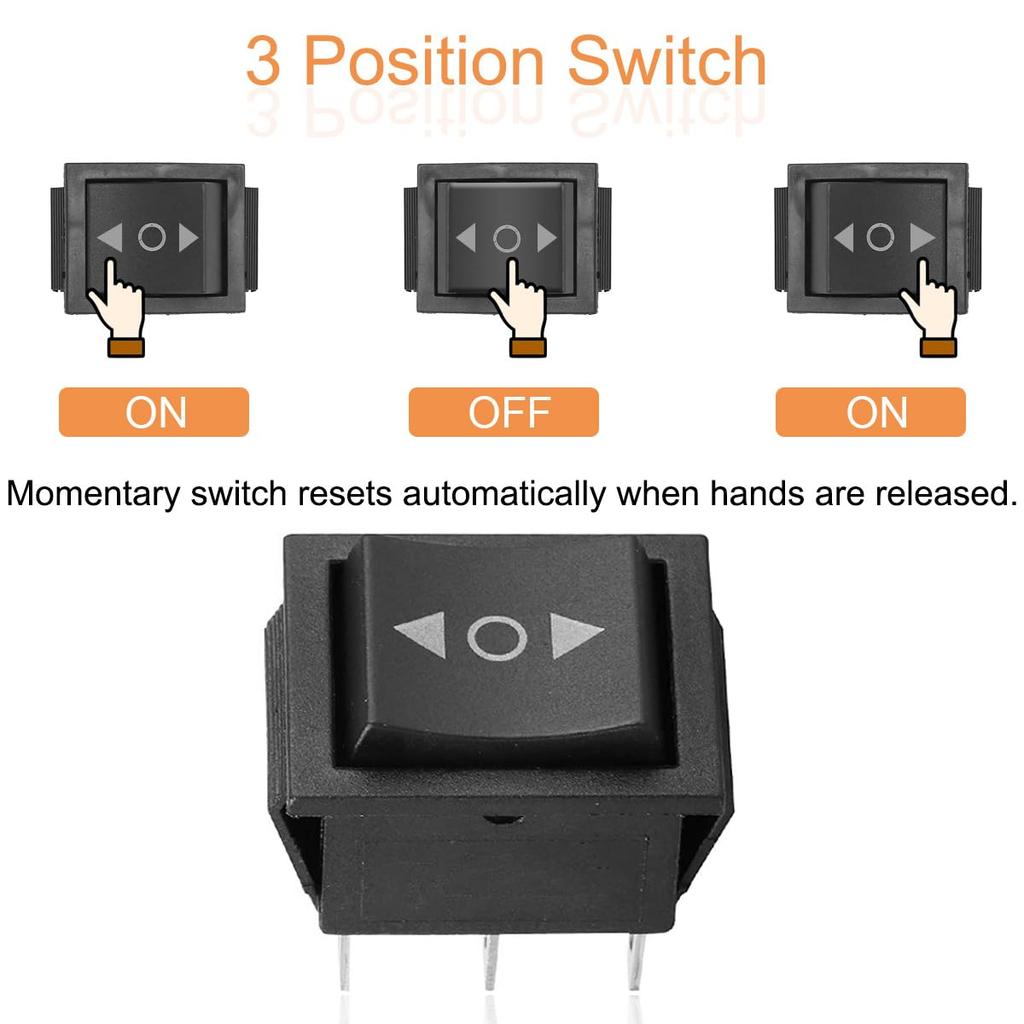 Xiatiaosann Rocker Switch 6 Terminal 3 Position ON-OFF-ON DPDT Momentary Switch DC 10A/16A
