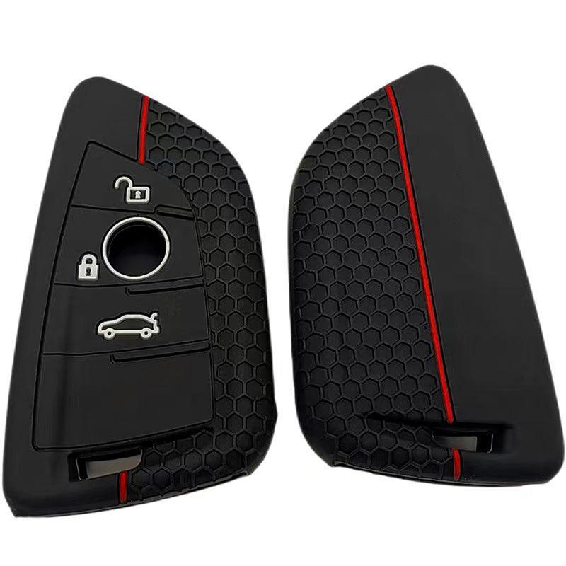 For BMW Car Key Case Cover X1 X3 X5 X6 X7 1 3 5 6 7 Series G20 G30 G11 F15 F16 G01 G02 F48 Silicone Remote Fob Chain Keychain
