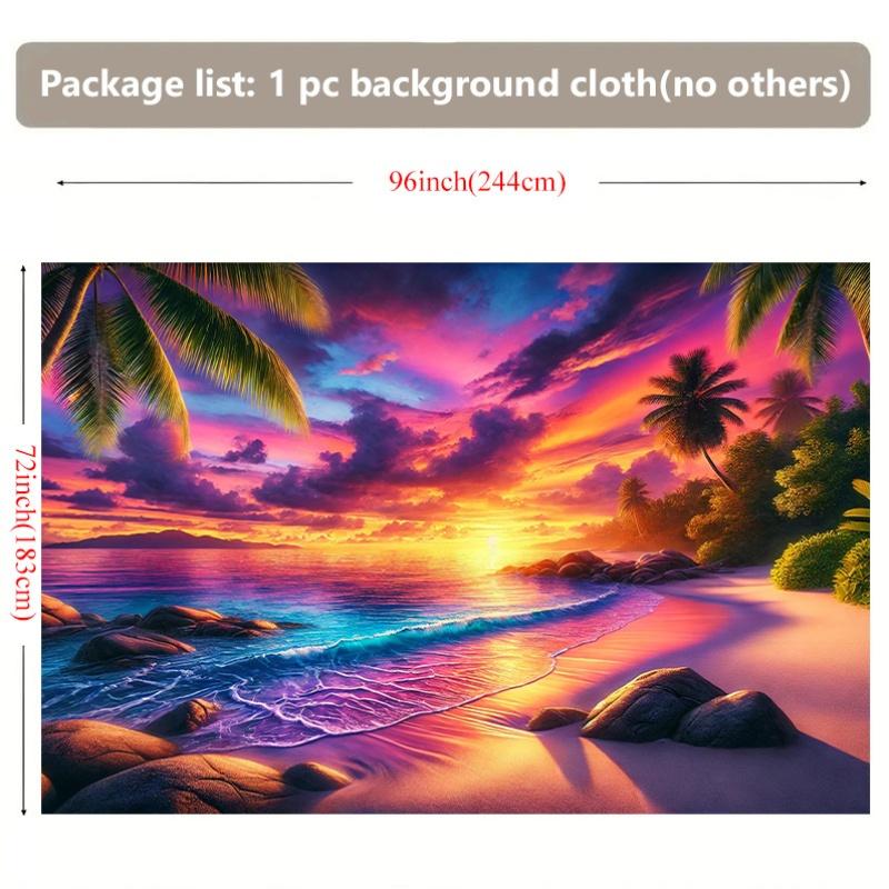2D plane 1 piece of tropical sunset beach scene background banner suitable for living room bedroom office and home