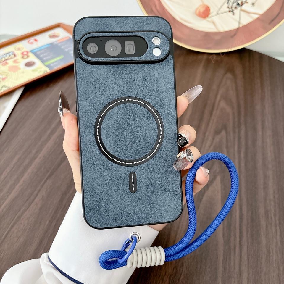 Wrist Strap Leather Magnetic Phone Case for Google Pixel 10 9 7 8 Pro XL 10A 9A 8A Shockproof Protector Cover