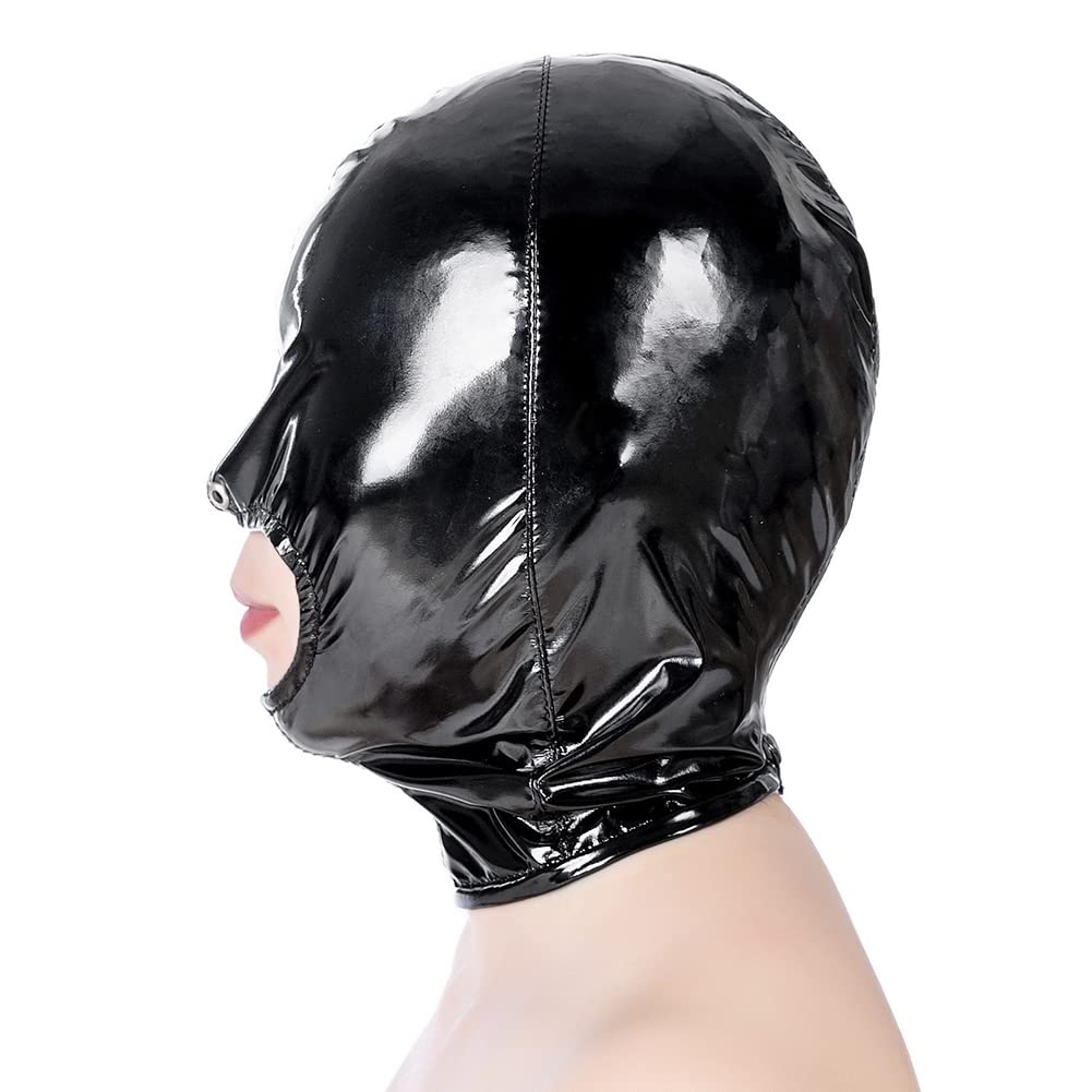 SXOVO Full Head Mask Cosplay Accessories Costume Blindfold Open Mouth Face Mask Men Women Unisex Open Mouth Blindfold Breathable Elastic SM Restraint