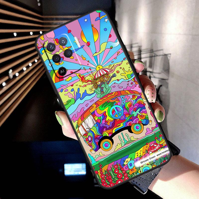 Hippy Peace Bus Cat Case For Oppo A38 A18 A78 A98 A58 A60 A80 A40 A96 A76 A16 A94 A74 A54 A15 A17 A57 A77 A5 Pro