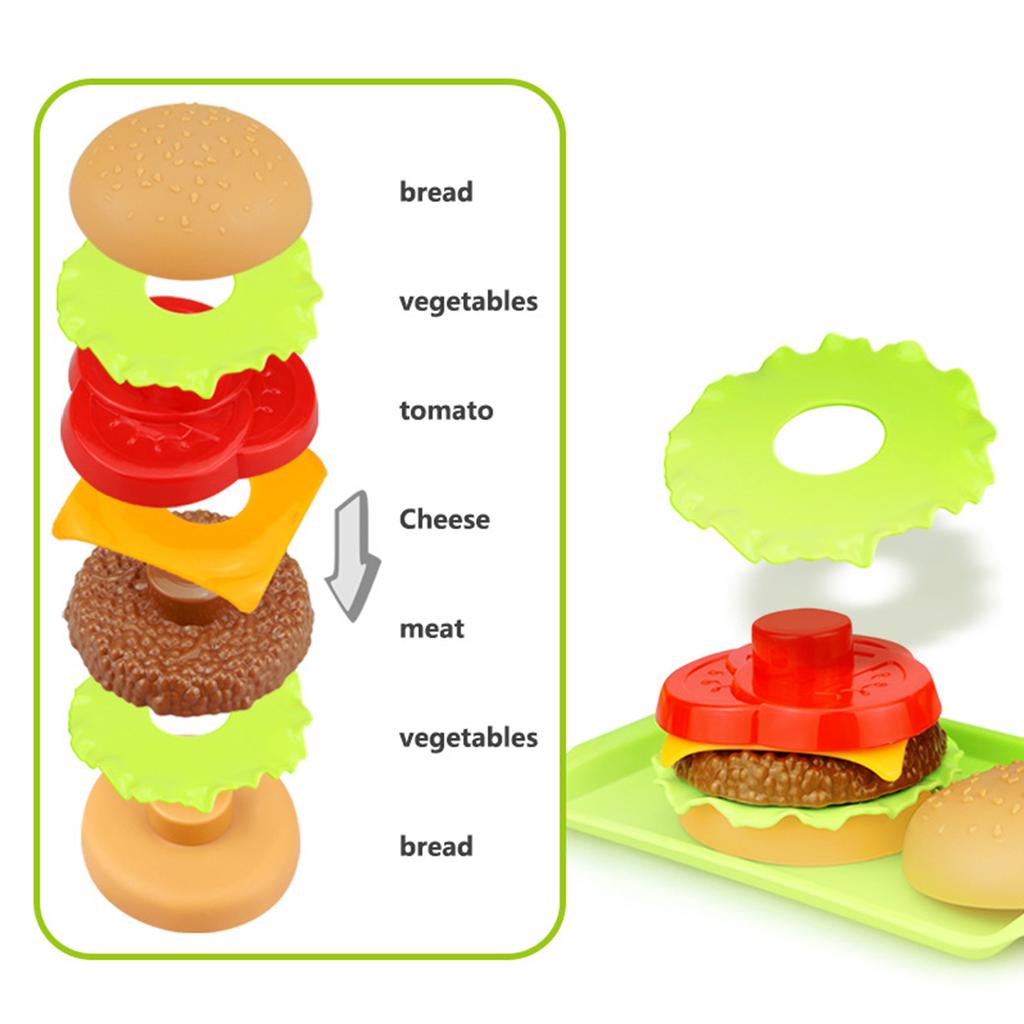 Simulated Food Seven Layer Burger Baby Disassembly Toy, Children's Play Home Small Gift Kitchen Toy