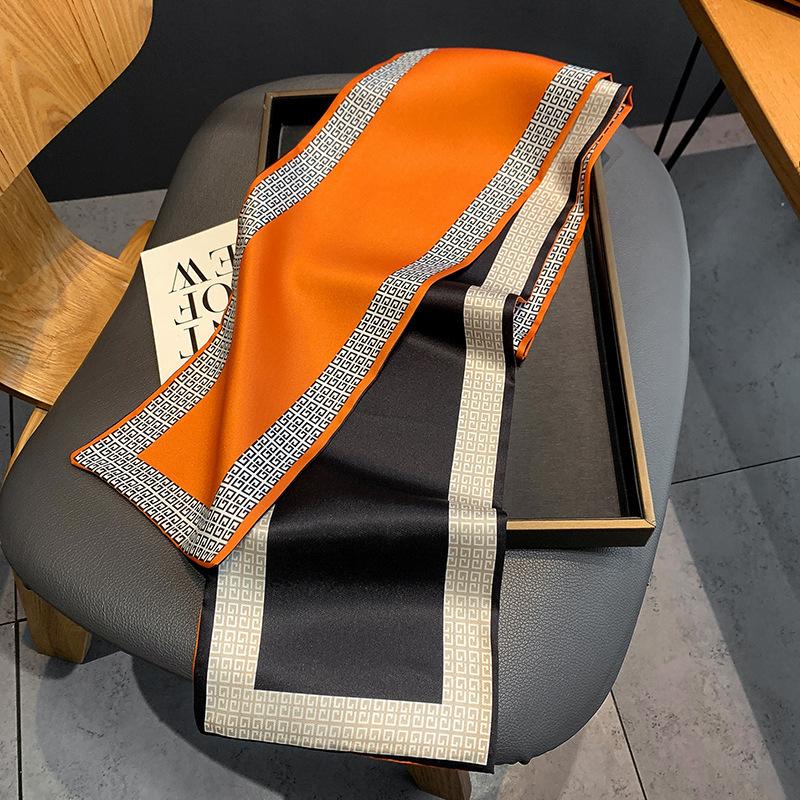 Long Small Silk Scarf Women's Autumn and Winter Versatile Thin and Narrow Scarf with Shirt Fashion Headband New Decorative Scarf