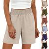 Shorts Casuales de Verano para Mujer de Cintura Alta de Pierna Ancha con Bolsillos para Vacaciones en la Playa