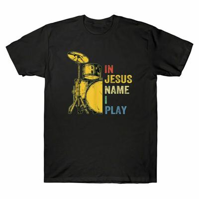 Trommel In Jesu Namen Spiele Ich Trommel Liebhaber Geschenke Vintage T-Shirt Herren039;s Retro Schwarz T-Shirt Unisex T-Shirt