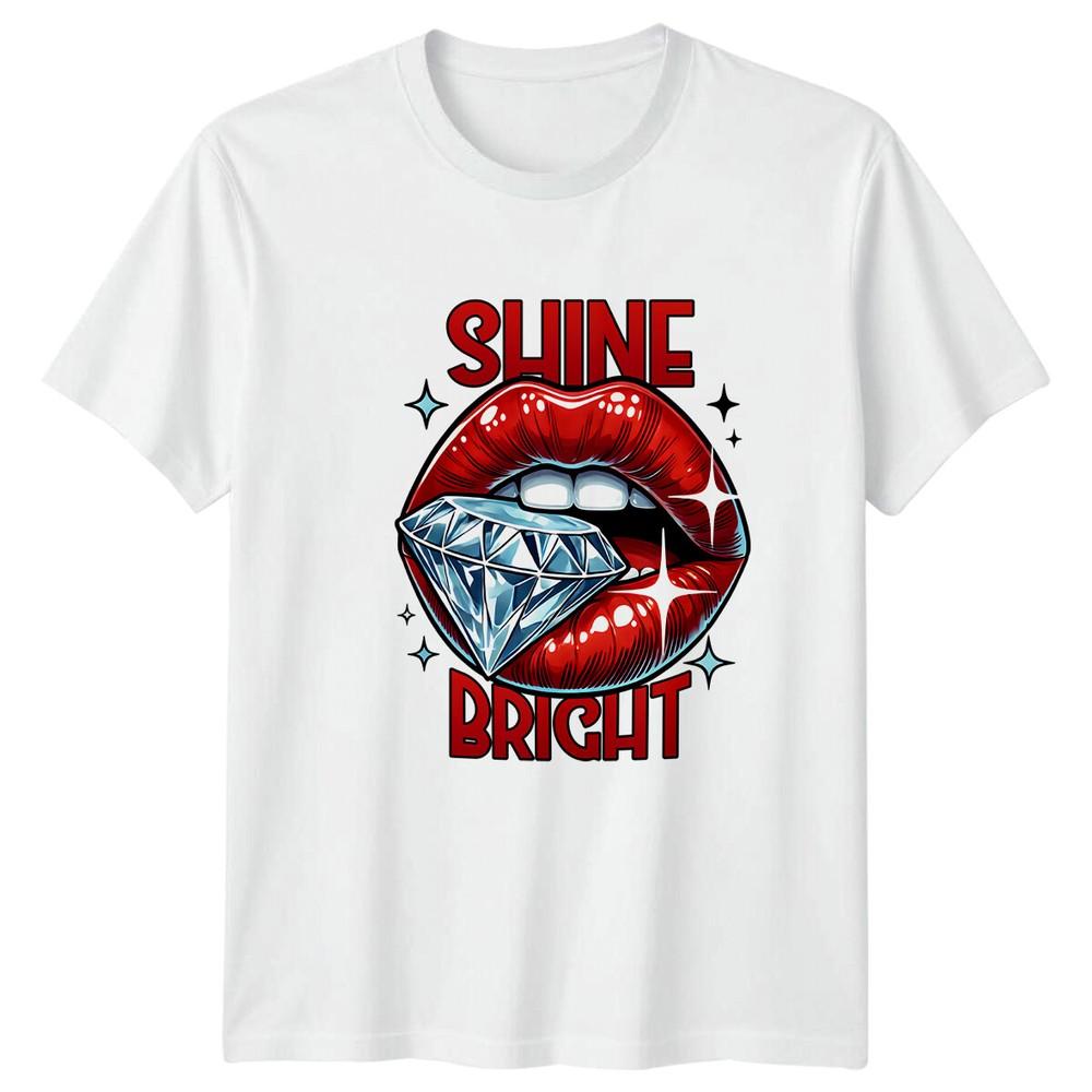 Shine Bright Lips Diamond Graphic TShirt Pop Culture Tee S