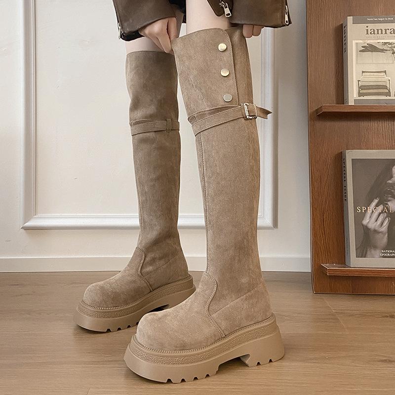 Modified Boots Two Wear Folded Thick-soled Boots Children's 2025 Autumn and Winter New Thick Heel Knee Knight Boots