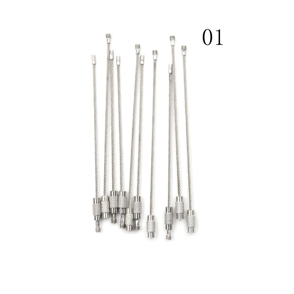 Hot 10Pcs Stainless Steel Wire Rope Key Chain Wire Keychain Carabiner Cable Key Ring Outdoor Hiking