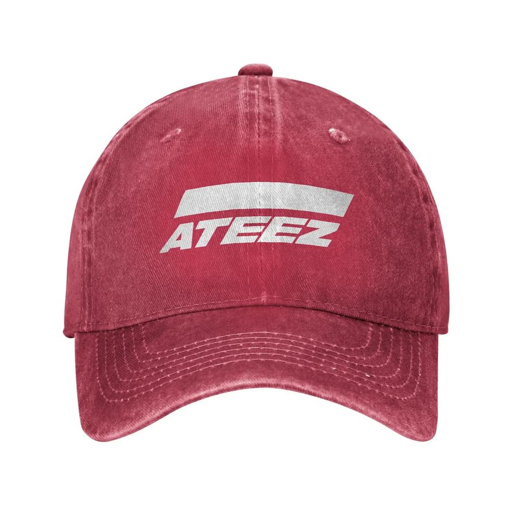 Ateezed Baseballová čepice Vintage Opotřebovaný Denim KPOP Pokrývka hlavy pro Muže Ženy Venkovní Cvičení Nastavitelné Čepice Čepice