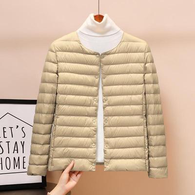 Women's 2025 White Duck Down Lightweight Jacket, Short Style, Convertible Round/V-Neck, Suitable for Autumn and Winter.