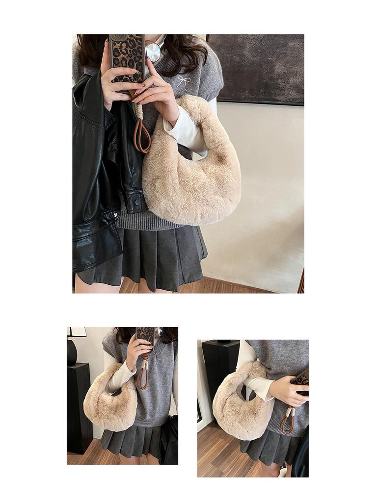 Damen Trendige Winter Plüsch Handtasche - Vielseitige, Stilvolle, Fellige und Süße Kleine Tasche