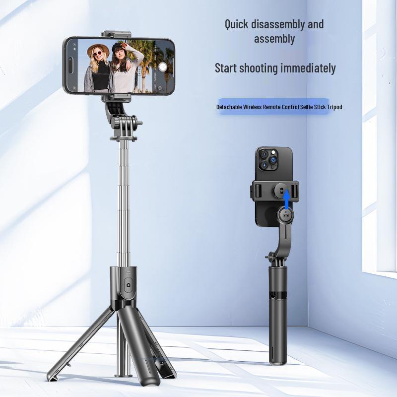 New F01 Anti-Shake Rotating Selfie Stick with Detachable Wireless Remote and Tripod for Travel Photography
