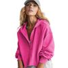 Women's Cropped Sweatshirt Loose Long Sleeve V Neck Hoodies Casual Hooded Pullover Crop Workout Top