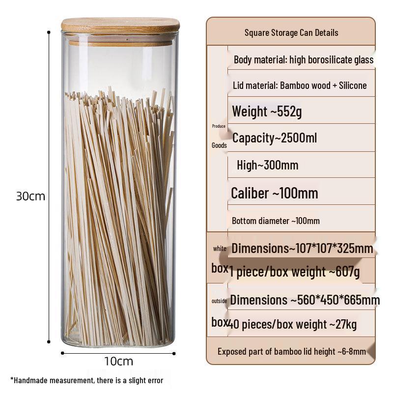 Square Borosilicate Glass Storage Jar for Coffee, Tea, Grains & Bracelets