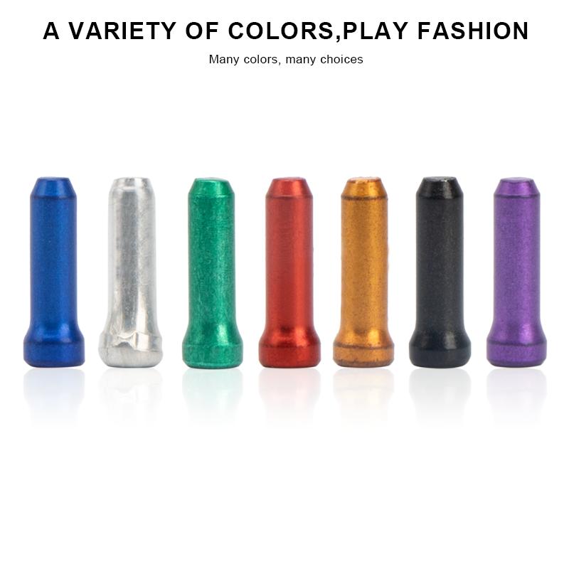 50 Pcs/Lot Bicycle Brake Wire Tail Cap Aluminum Alloy MTB Bike Shifter Cable Line End Protection Cover Road Cycling Accessories