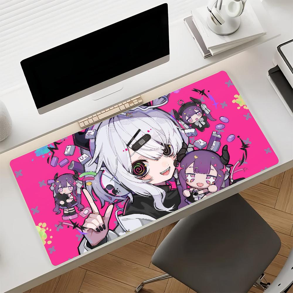 Gaming Mouse Pad Large Desk Mat Antislip Base Stitched Edges Pink Neon Anime Girl Print Keyboard Pad for Gamer Home Office