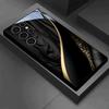 Black gold interwoven pattern glass phone case for Samsung Galaxy S26 S25 S24 S23 S22 S21 S20 fe/plus/ultra anti drop