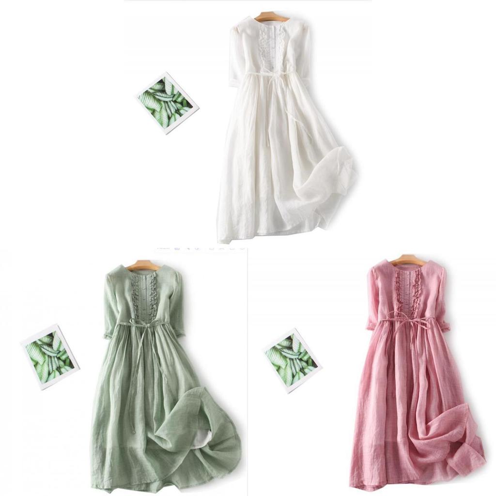 Vintage Summer A Line Dress With Tie Waist For Travel And Resort Wear