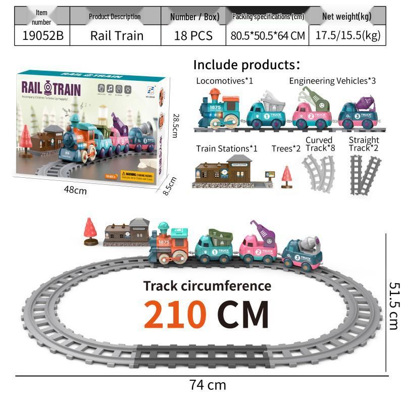 DIY Cross-Border Electric Train: Children's Cartoon Engineering Toy with Music & Lights