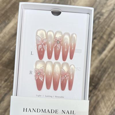 French Glass Cat Eye Nail Art Ice Crack Three-dimensional Carving Wear Armor Pure Handmade
