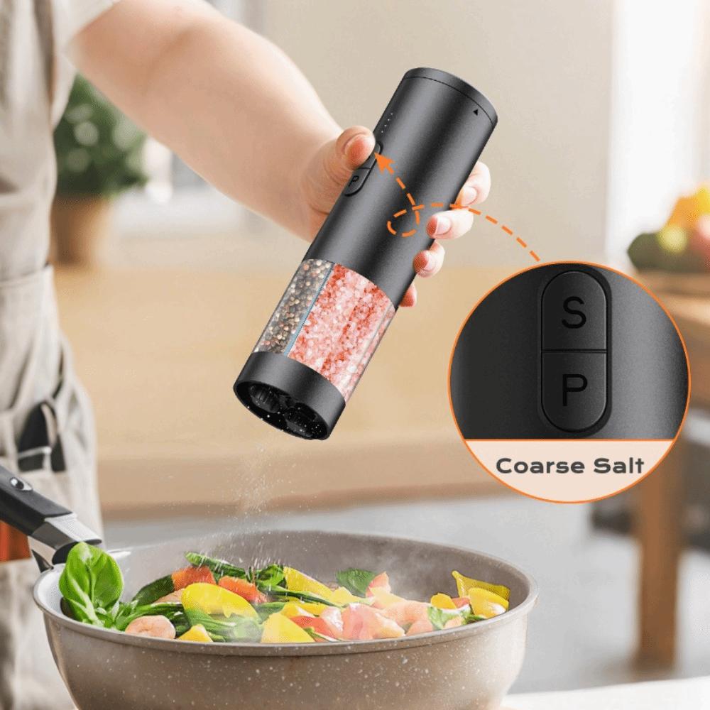Adjustable Burr Electric Pepper Salt Grinder 2 In 1 Kitchen Spice Grinding Bottle Cooking