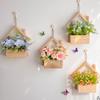 Wall Hanging Artificial Flower Pot for Living Room TV Background with Greenery Planter.