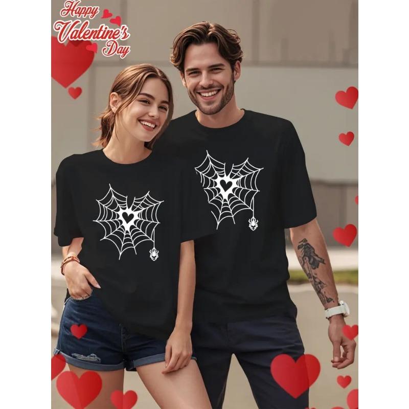 European Size A Fashionable and Casual T-shirt, Spider Web Romantic Pattern Printing, Comfortable and Versatile,Suitable for Summer and Spring