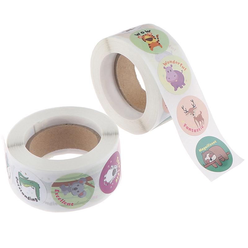 500 Stück/Rolle Niedliche Cartoon-Tiere Aufkleber Journal Scrapbooking Belohnungsaufkleber
