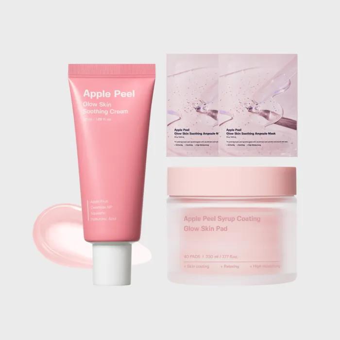 [2-piece Set] Apple Peel Smooth Soothing Cream 50ml + 40 Pads (2 Apple Peel Mask Packs Included)