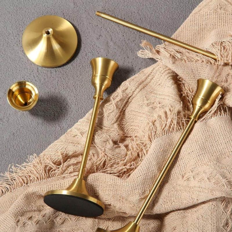3Pcs Metal Candle Holder Simple Candlestick For Wedding Party Candlelight Dinner