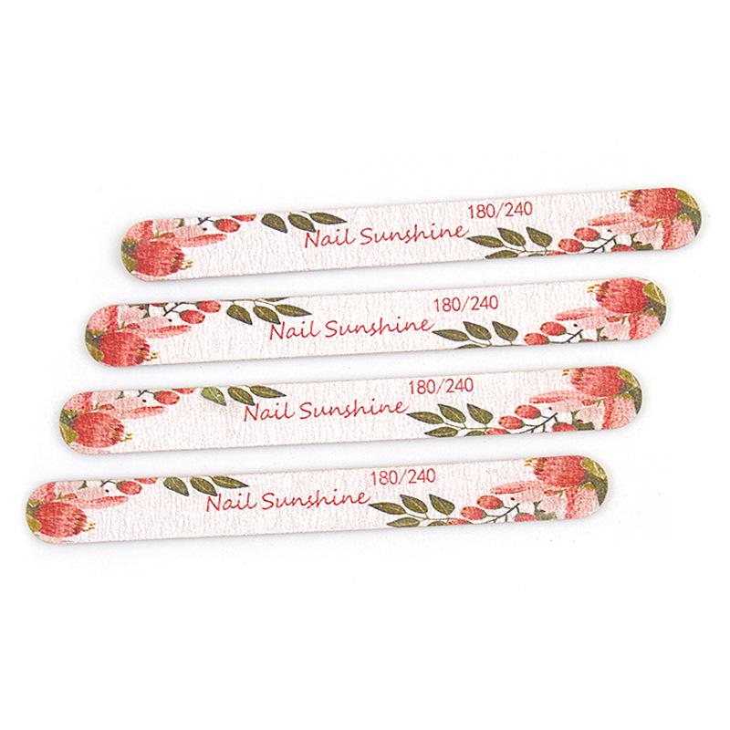 Crescent-Shaped Butterfly Flower Print Nail File - Thin Wood Chip Manicure Shaping and Grinding Tool